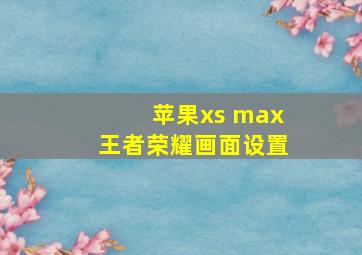 苹果xs max王者荣耀画面设置